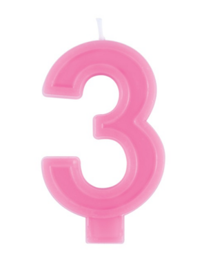 Raised Border Number 3 Birthday Candle