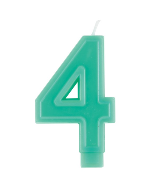 Raised Border Number 4 Birthday Candle
