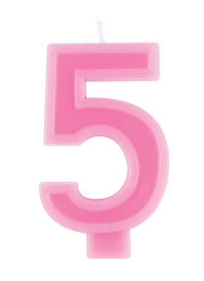 Raised Border Number 5 Birthday Candle