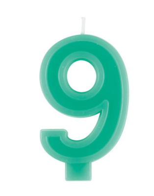 Raised Border Number 9 Birthday Candle