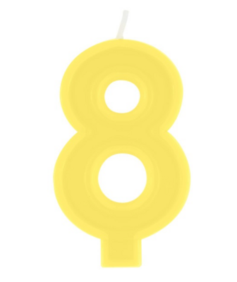 Raised Border Number 8 Birthday Candle