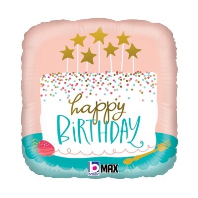 Foil Balloon - Birthday Confetti Cake - 8&quot;