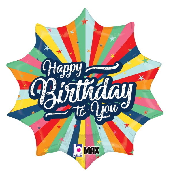 Foil Balloon - Birthday Bursting Colors - 18&quot;
