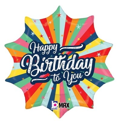 Foil Balloon - Birthday Bursting Colors - 18&quot;