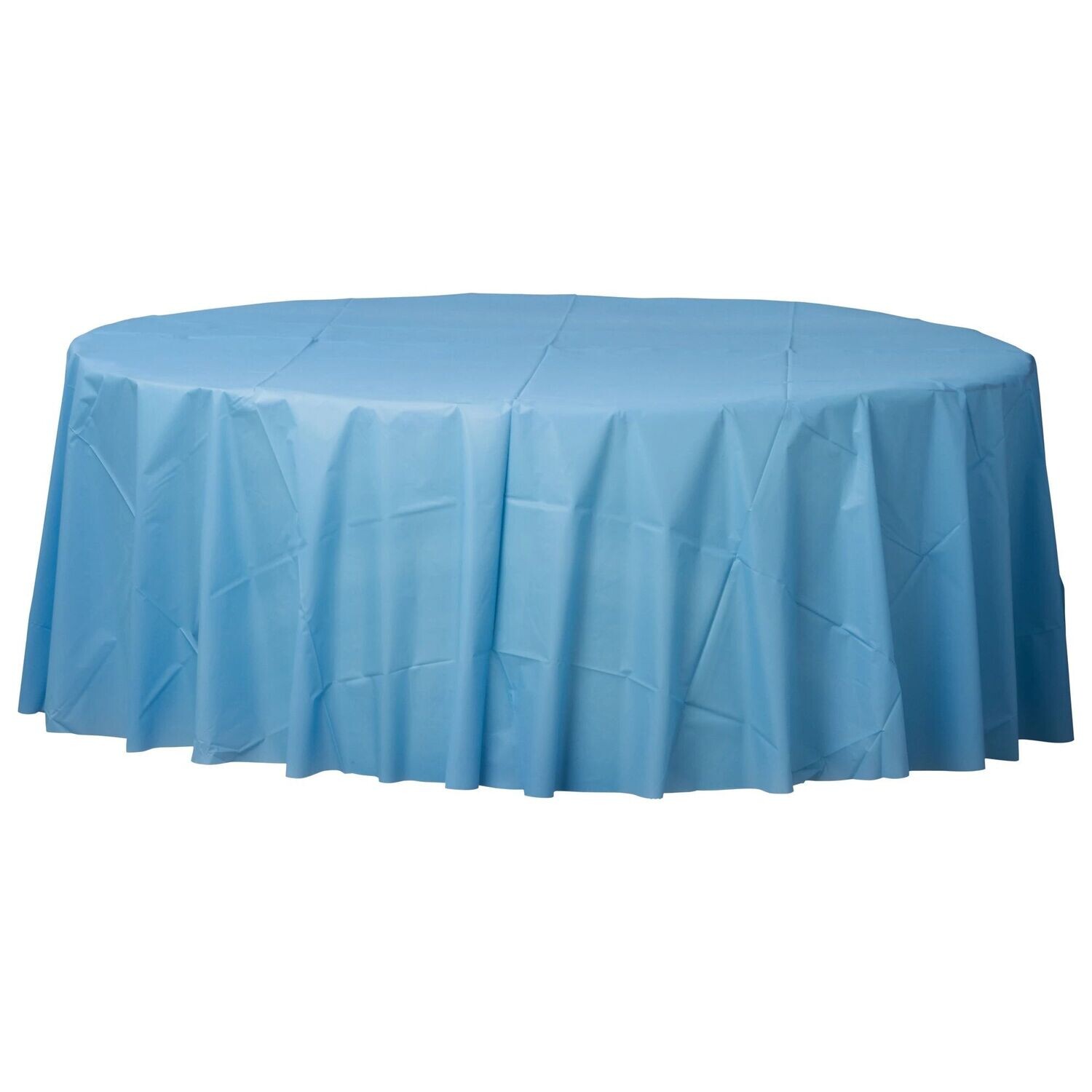 Plastic Round Table Cover  -  Pale Blue -  84&quot;