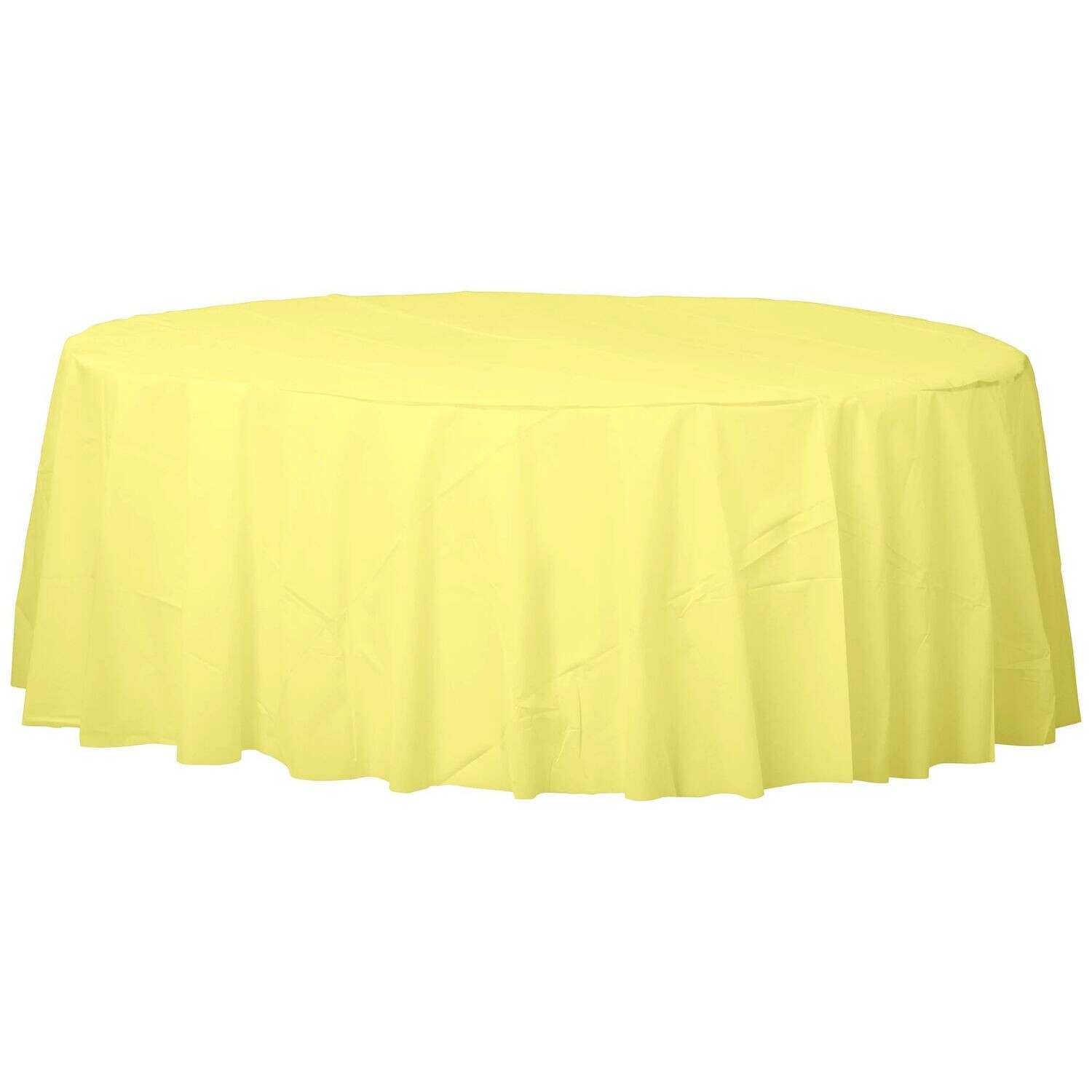 Plastic Round Table Cover  -  Light Yellow -  84&quot;