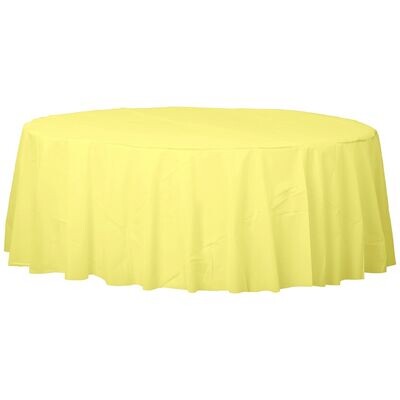 Plastic Round Table Cover - Light Yellow - 84&quot;