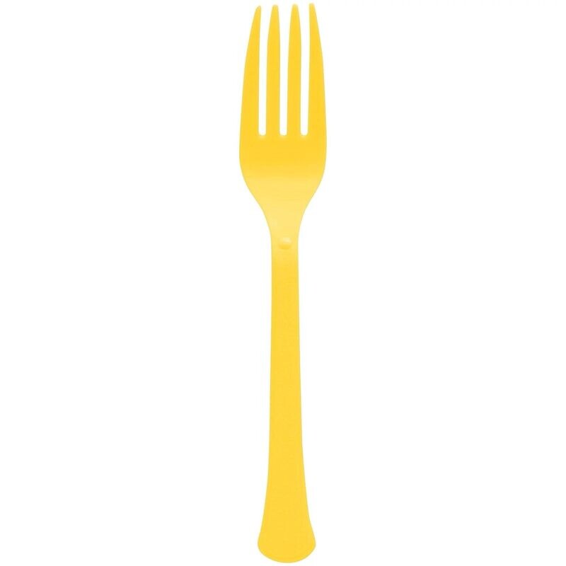 Reusable Plastic Forks, Mid Ct. - Yellow Sunshine