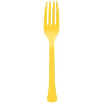 Reusable Plastic Forks, Mid Ct. - Yellow Sunshine