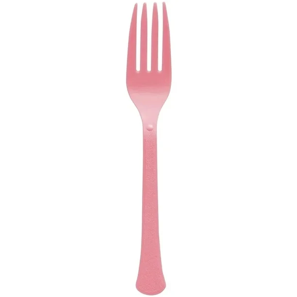 Reusable Plastic Forks, Mid Ct. - New Pink