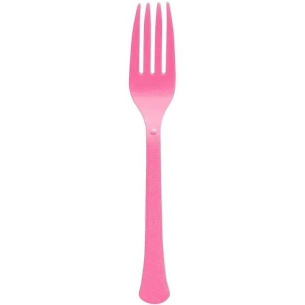 Reusable Plastic Forks, Mid Ct. - Bright Pink