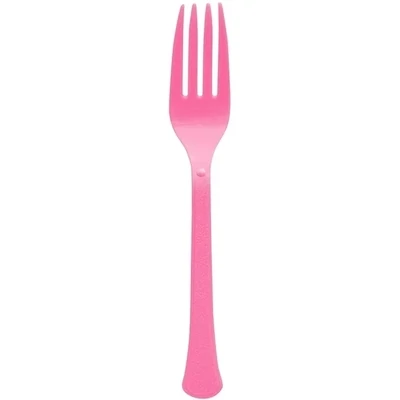 Reusable Plastic Forks, Mid Ct. - Bright Pink
