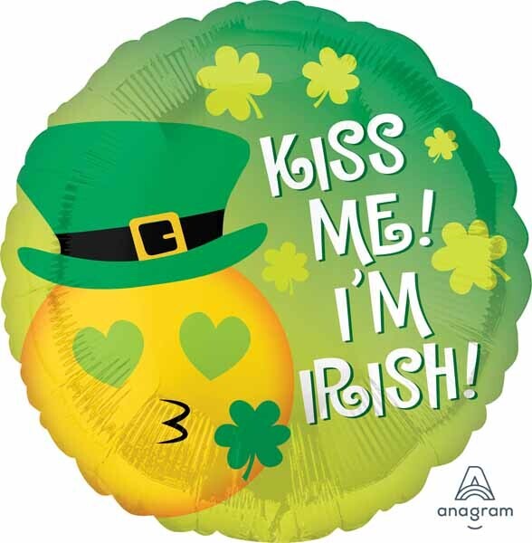 KISS ME EMOJI IRISH 18&quot; RND