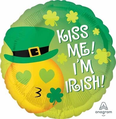 KISS ME EMOJI IRISH 18" RND