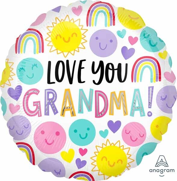 LOVE U GRANDMA HAPPY FACES 18&quot;RND