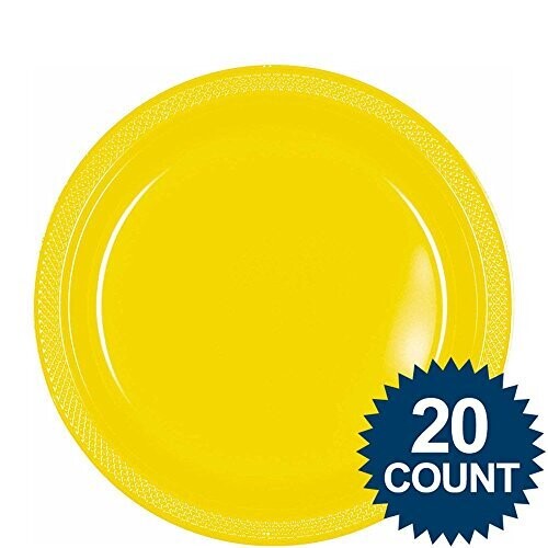 Plastic Plates 20Pc Yellow Sunshine 9&quot;