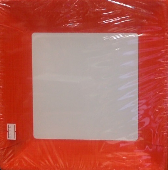 Paper Plates Square 12pc Sunkissed Orange Border 9 1/4&#39;&#39;