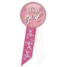 Button - It&#39;s A Girl - Pink