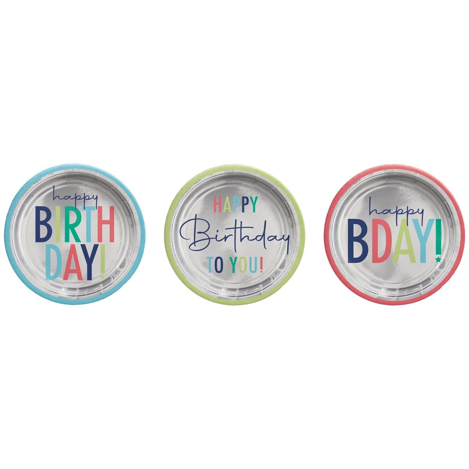 Modern Birthday 7&quot; Plates - Happy Birthday Assortment