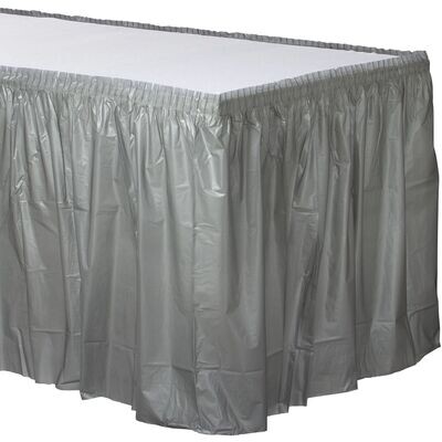 Plastic Table Skirt - Silver