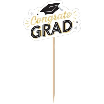 Graduation Centerpiece Picks - Black, Silver, Gold