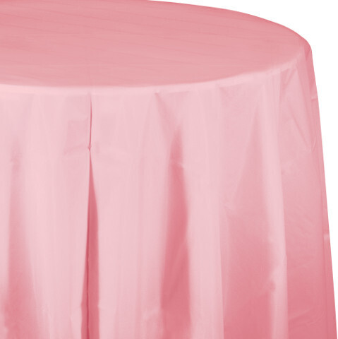 Plastic Round Table Cover Classic Pink (Discontinued) 82&quot;