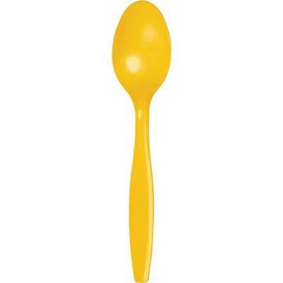 Plastic Spoons School Bus Yellow 20pc