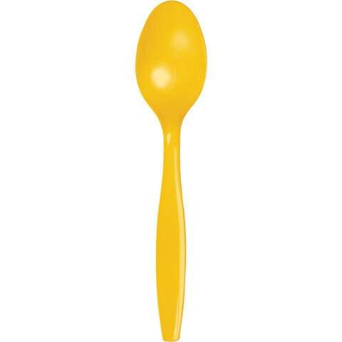 Plastic Spoons School Bus Yellow 20pc