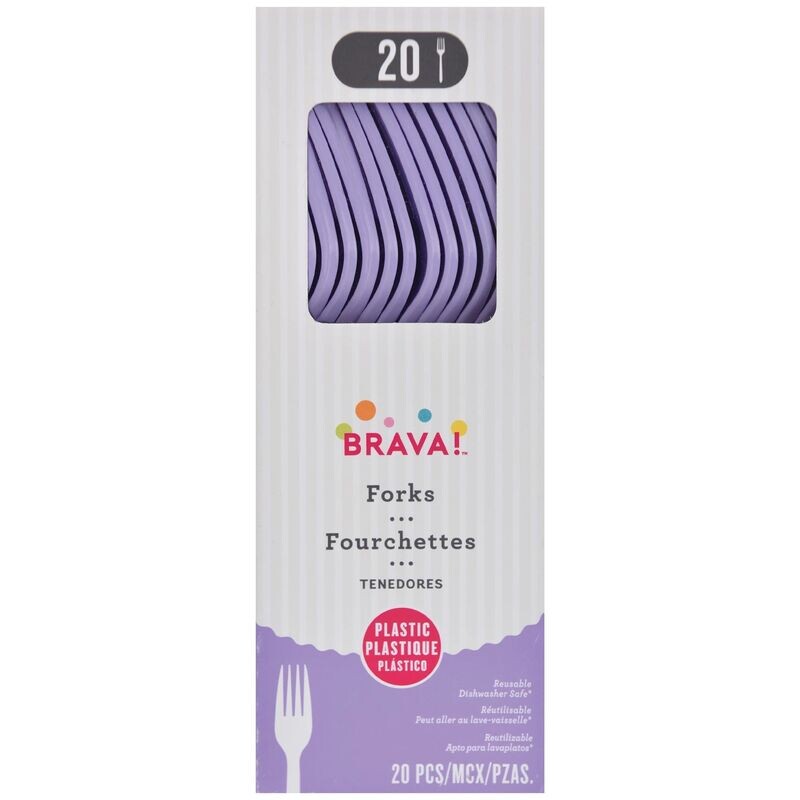 Reusable Plastic Forks, Mid Ct. - Lavender