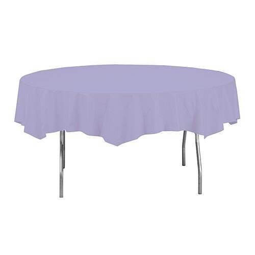 Plastic Round Table Cover Lavender 84&quot;