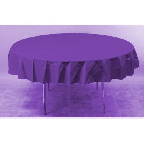 Plastic Round Table Cover Purple 84&quot;