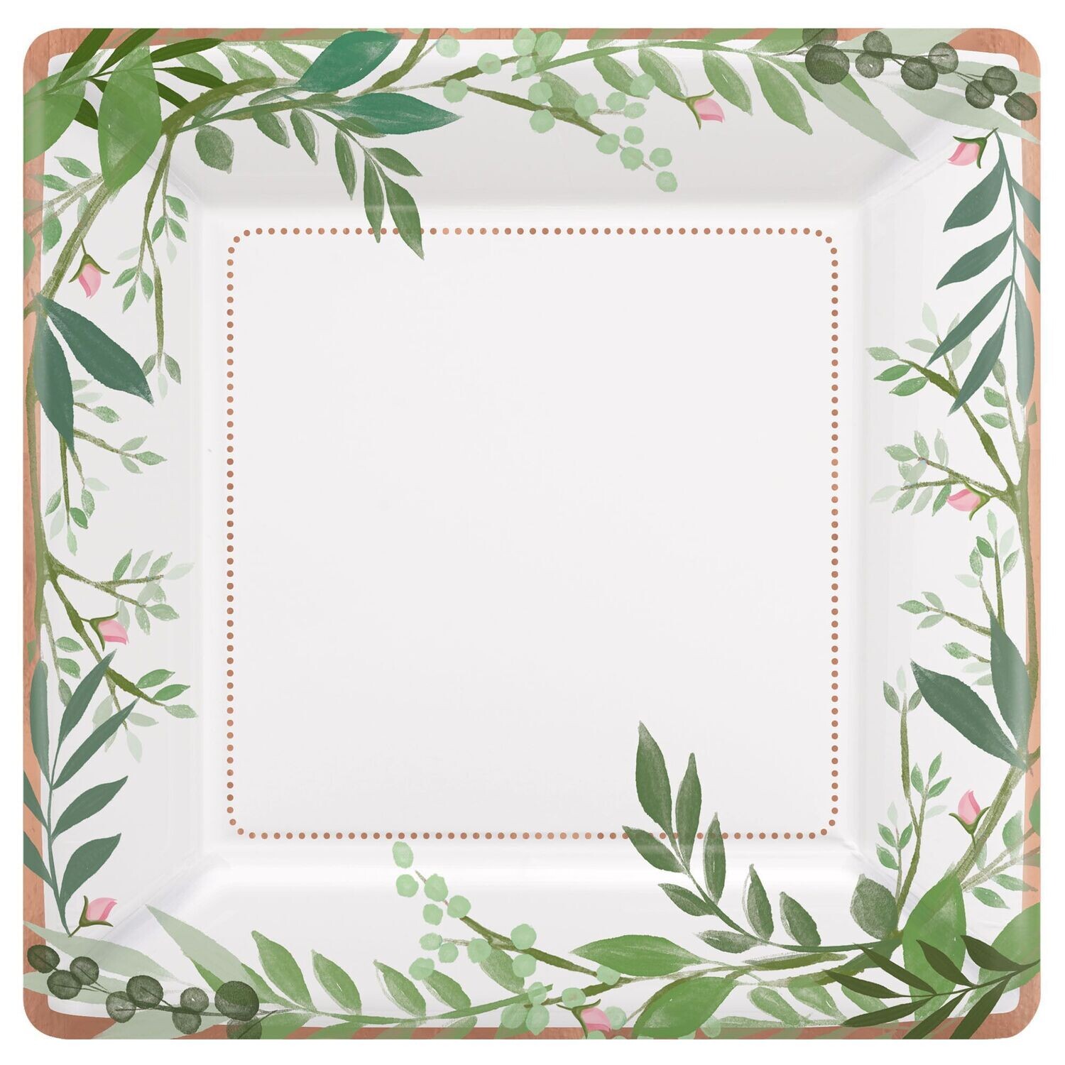 Love And Leaves Square Metallic Plates, 10&quot;