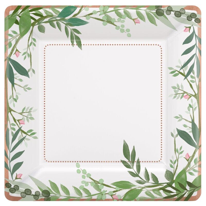 Love And Leaves Square Metallic Plates, 10&quot;