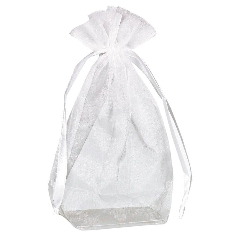 Box Bottom Organza Bag - White