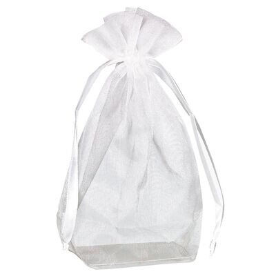 Box Bottom Organza Bag - White