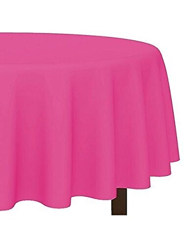 Plastic Round Table Cover Magenta 84&quot;