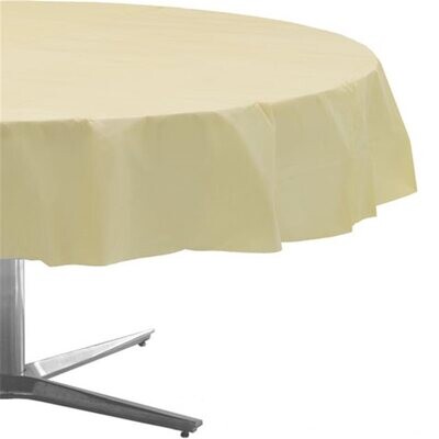 Plastic Round Table Cover Vanilla Creme 84&quot;