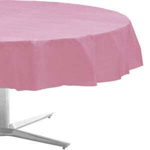 Plastic Round Table Cover New Pink 84&quot;