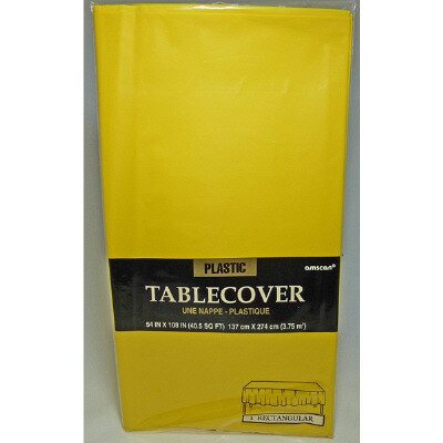 Plastic Rectangular Table Cover Yellow Sunshine 54&quot; X 108&quot;