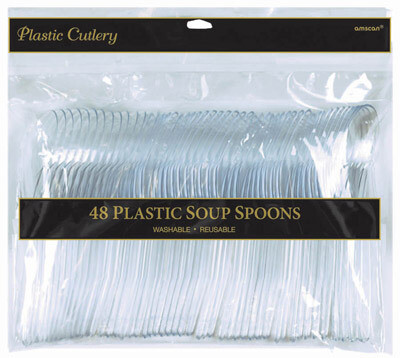 Plastic Soup Spoons Clear 48pc