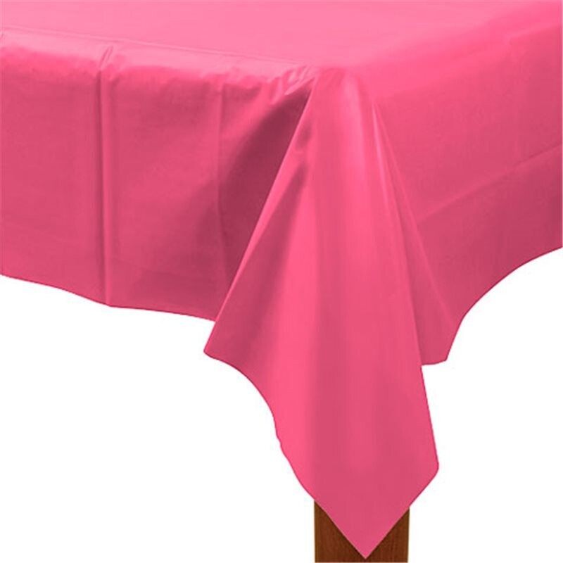 Plastic Rectangular Table Cover Bright Pink 54&quot; X 108&quot;