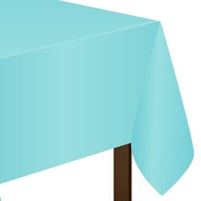 Plastic Rectangular Table Cover Robin&#39;s Egg Blue 54&quot; X 108&quot;