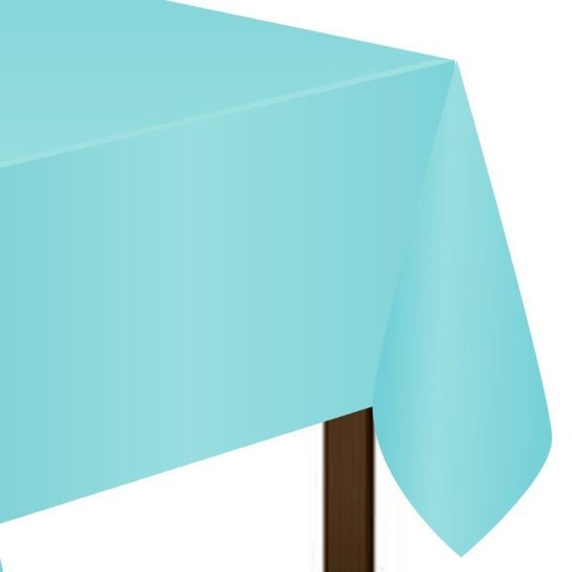 Plastic Rectangular Table Cover Robin&#39;s Egg Blue 54&quot; X 108&quot;