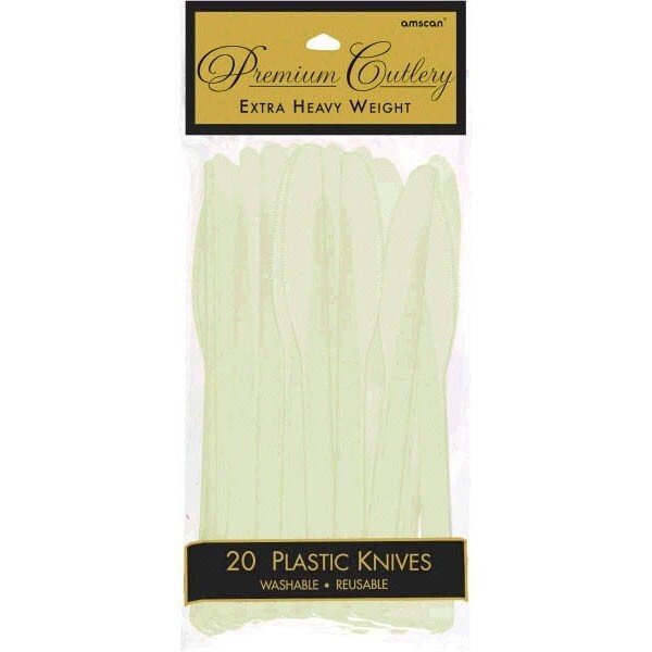 Premium Plastic Knives Leaf Green 20pc