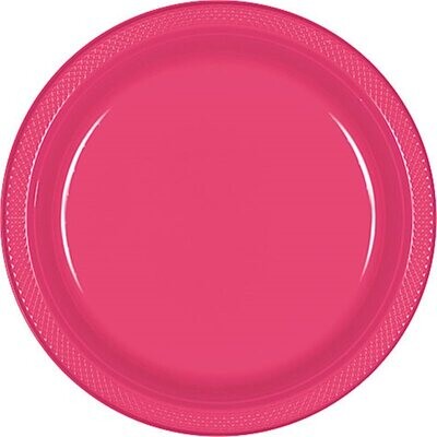 Plastic Plates 20Pc Bright Pink 10 1/4&quot;