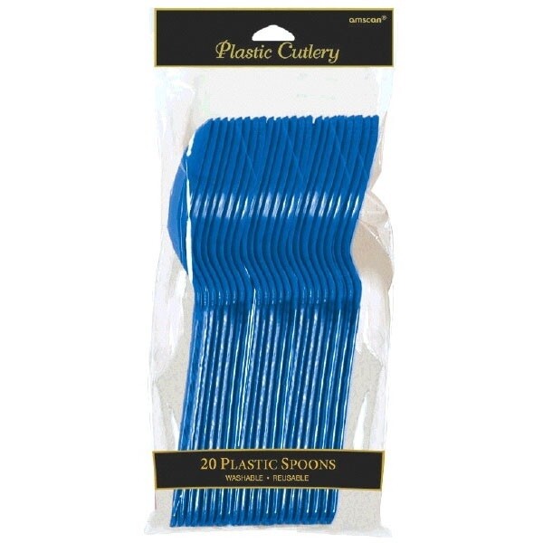 Plastic Spoons Marine Blue 20pc