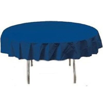 Plastic Round Table Cover Navy Flag Blue 84&quot;