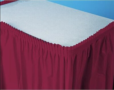 Plastic Table Skirt Burgundy Royale 29&quot; X 14 ft