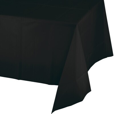 Plastic Rectangular Table Cover Black Velvet 54&quot; X 108&quot;