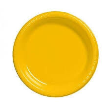 Plates - Plastic - Bev - School Bus Yellow - 20pkg